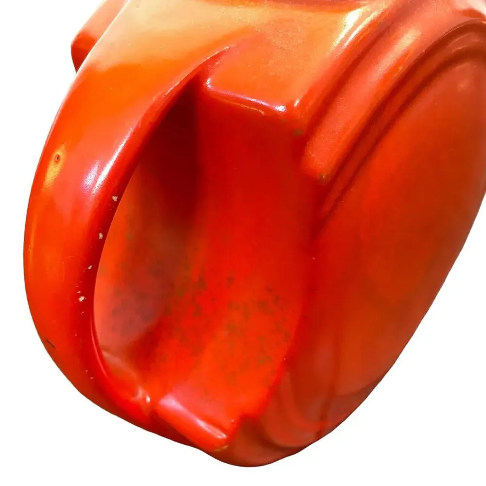 Vintage Disc Pitcher Orange Red Art Deco Poppy Crazing Unmarked 1930s USA READ